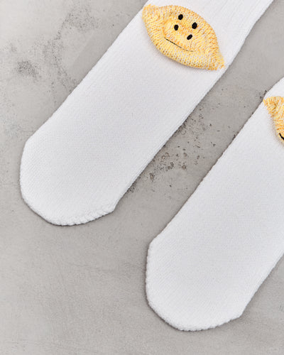 Kapital 56 Yarns 3X1 Rib Rainbowy Happy Heel Socks, White