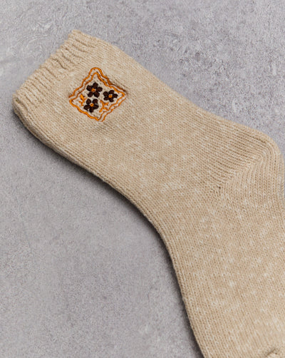 Kapital 56 Yarns Cookie Embroidery Socks, Ivory