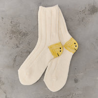 Kapital 56 Yarns MA-1 Smiley Socks, White