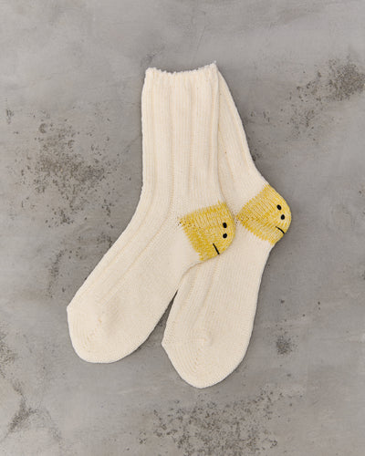 Kapital 56 Yarns MA-1 Smiley Socks, White