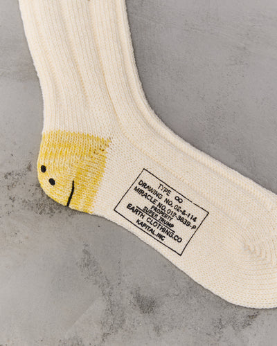 Kapital 56 Yarns MA-1 Smiley Socks, White
