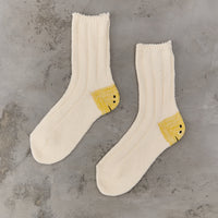 Kapital 56 Yarns MA-1 Smiley Socks, White