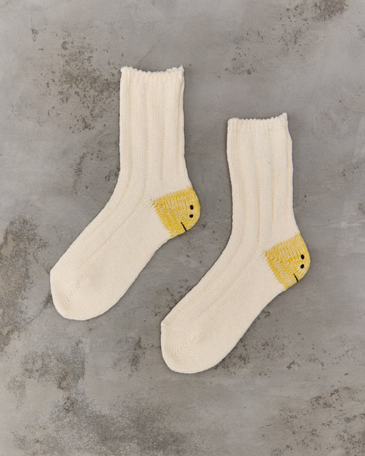 Kapital 56 Yarns MA-1 Smiley Socks, White