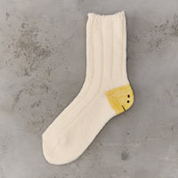 Kapital 56 Yarns MA-1 Smiley Socks, White