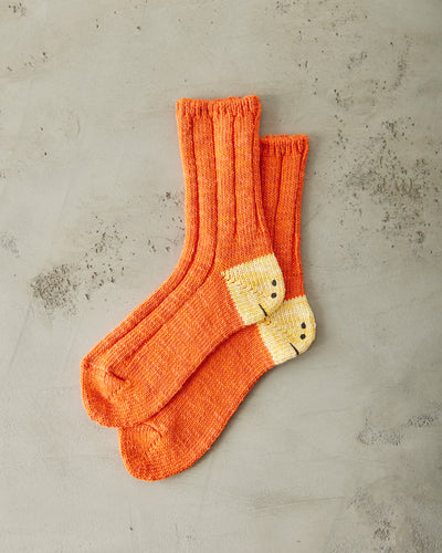 Kapital 56 Yarns MA-1 Smilie Socks, Orange