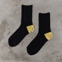 Kapital 56 Yarns Ma-1 Rainbowy Happy Heel Socks, Black