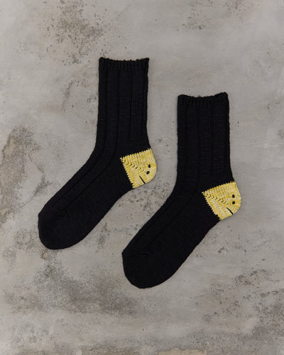 Kapital 56 Yarns Ma-1 Rainbowy Happy Heel Socks, Black