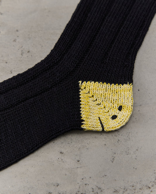 Kapital 56 Yarns Ma-1 Rainbowy Happy Heel Socks, Black