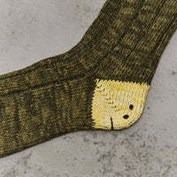 Kapital 56 Yarns Ma-1 Rainbowy Happy Heel Socks, Khaki