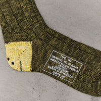 Kapital 56 Yarns Ma-1 Rainbowy Happy Heel Socks, Khaki