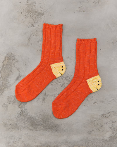 Kapital 56 Yarns Ma-1 Rainbowy Happy Heel Socks, Orange