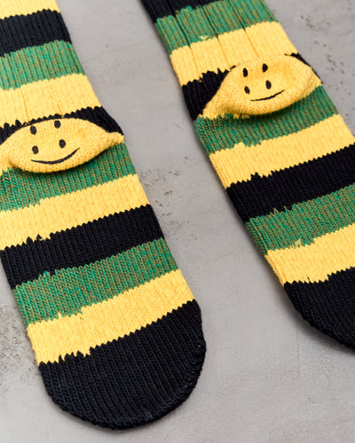 Kapital 56 Yarns RASTA RAINBOWY HAPPY HEEL Socks, Black