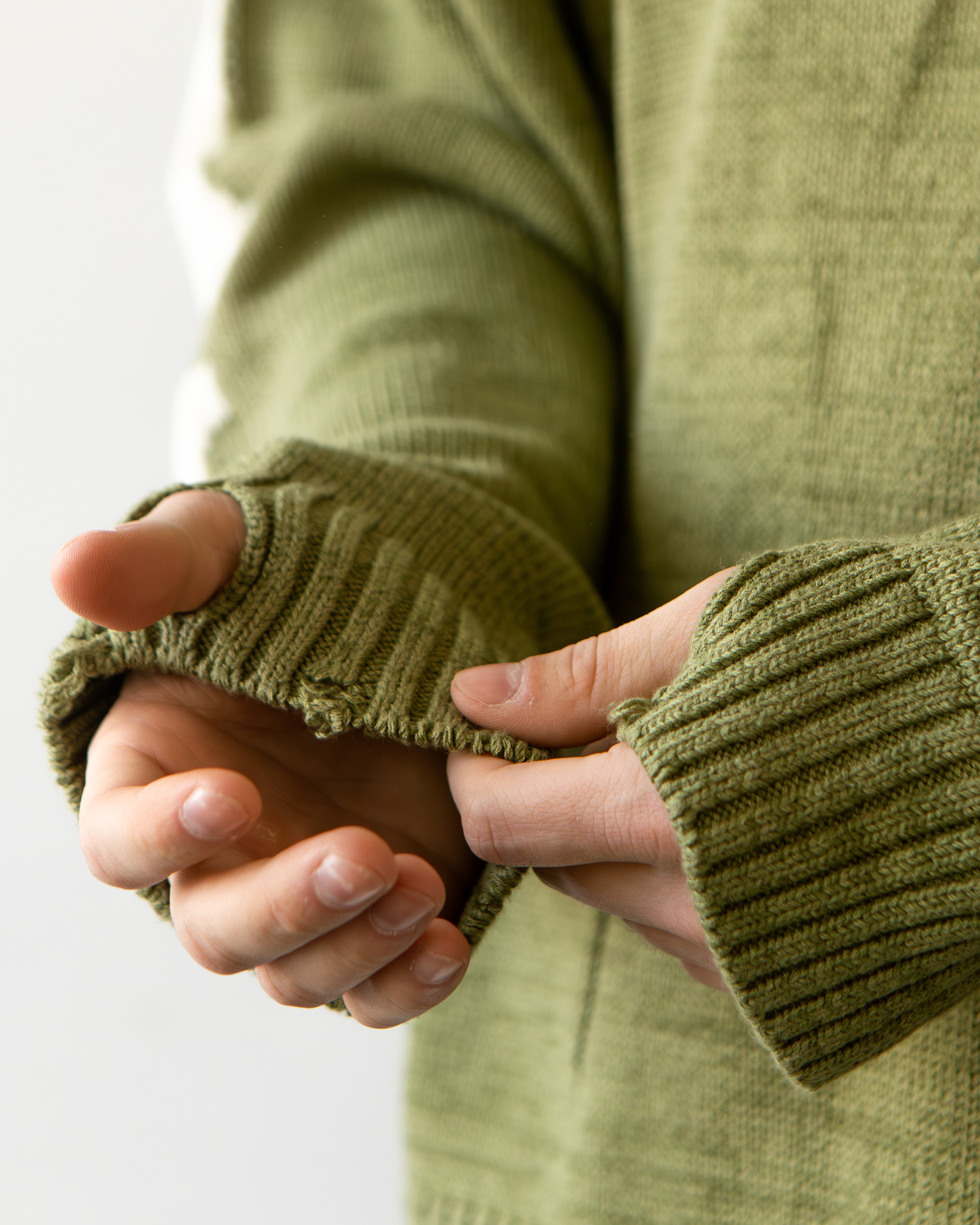 Kapital 5G Cotton Knit BONE Crew Sweater, Khaki – Glasswing Kapital 5G Cotton Knit BONE Crew Sweater, Khaki – Glasswing