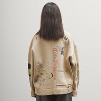 Kapital 5G Cotton Knit Crew Sweater (Memorial Paint Model), Ecru