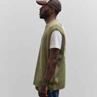 Kapital 5G Knit Bone Vest, Khaki