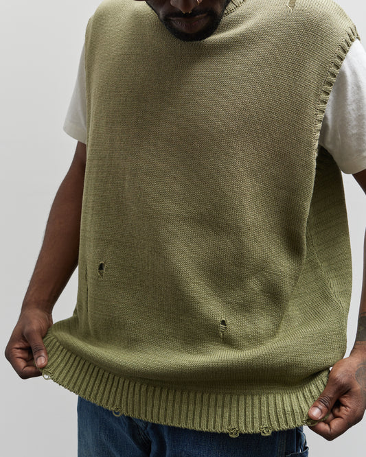 Kapital 5G Knit Bone Vest, Khaki