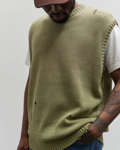 Kapital 5G Knit Bone Vest, Khaki