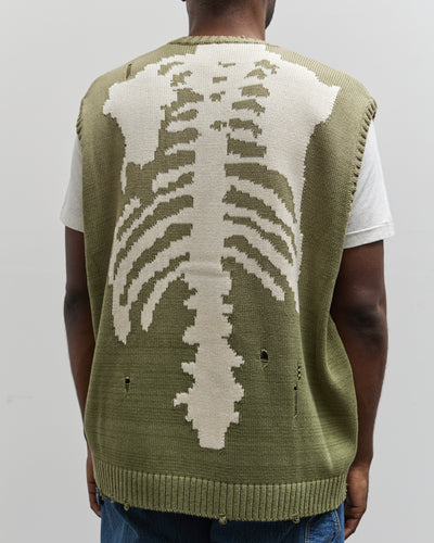 Kapital 5G Knit Bone Vest, Khaki