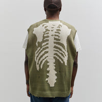 Kapital 5G Knit Bone Vest, Khaki