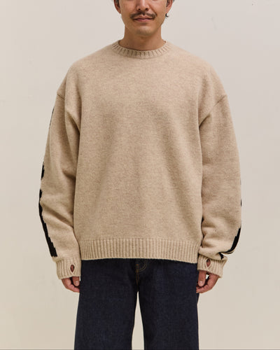 Kapital 5G Wool Bone Crew Sweater Unisex, Ecru