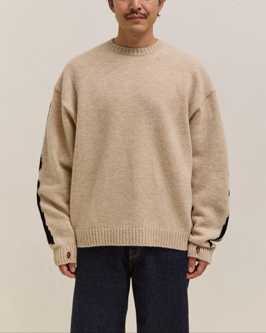 Kapital 5G Wool Bone Crew Sweater Unisex, Ecru