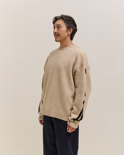 Kapital 5G Wool Bone Crew Sweater Unisex, Ecru