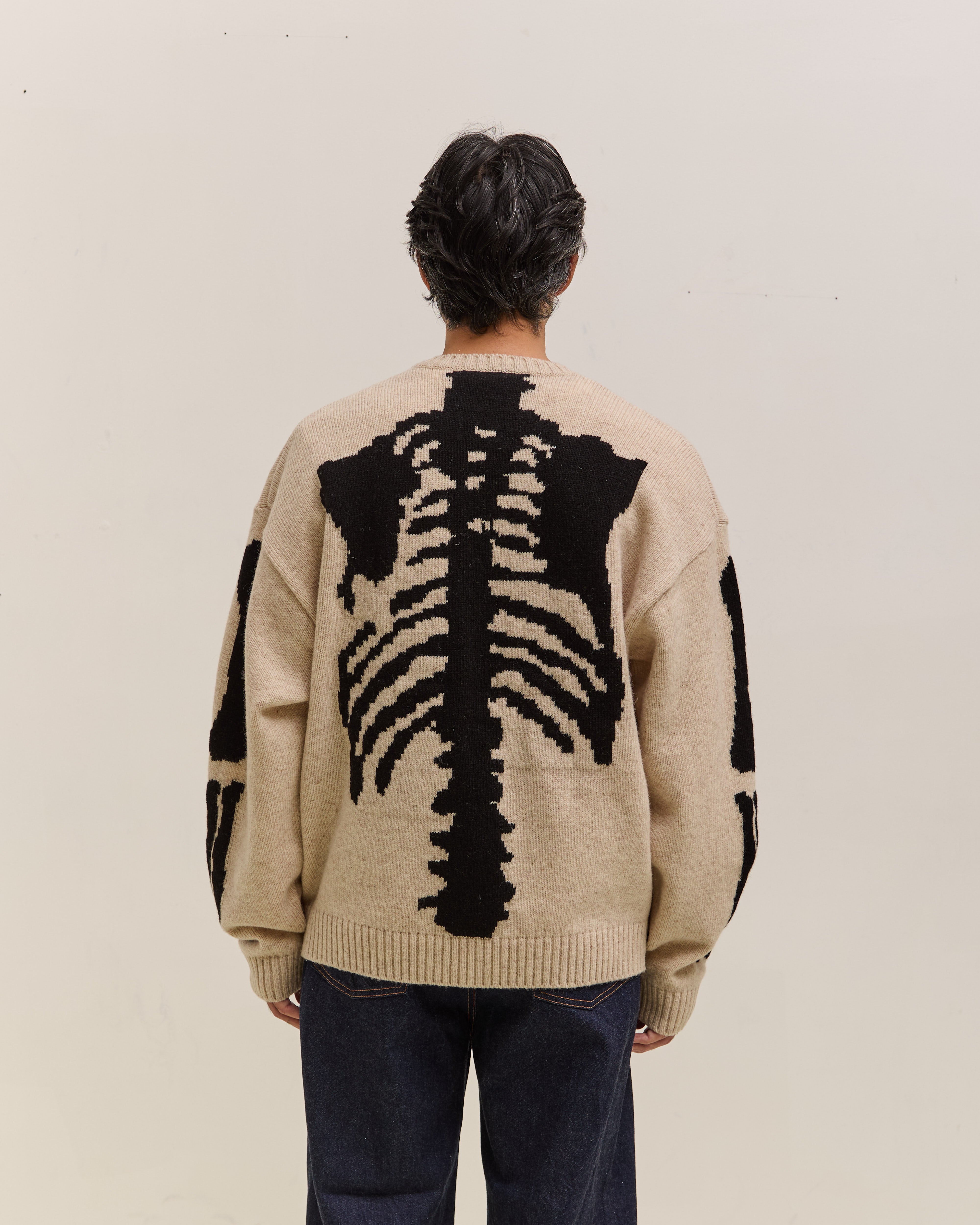 Kapital 5G Wool Bone Crew Sweater Unisex, Ecru – Glasswing