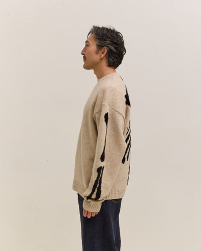 Kapital 5G Wool Bone Crew Sweater Unisex, Ecru