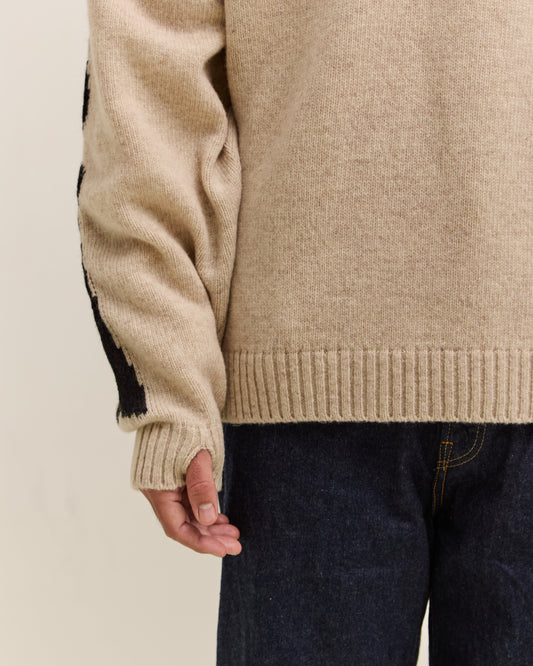 Kapital 5G Wool Bone Crew Sweater Unisex, Ecru