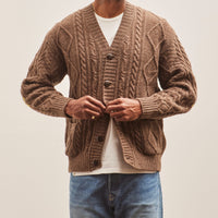 Kapital Unisex 5G Wool Cable Knit Elbow CATPITAL Cardigan, Moca Brown