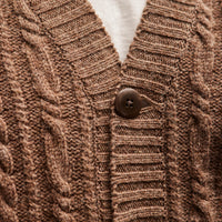 Kapital Unisex 5G Wool Cable Knit Elbow CATPITAL Cardigan, Moca Brown