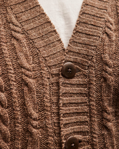 Kapital Unisex 5G Wool Cable Knit Elbow CATPITAL Cardigan, Moca Brown