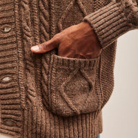 Kapital Unisex 5G Wool Cable Knit Elbow CATPITAL Cardigan, Moca Brown