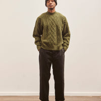 Kapital 5G Wool Cable Knit Elbow CATPITAL Sweater, Khaki