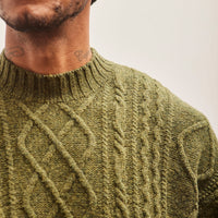 Kapital 5G Wool Cable Knit Elbow CATPITAL Sweater, Khaki