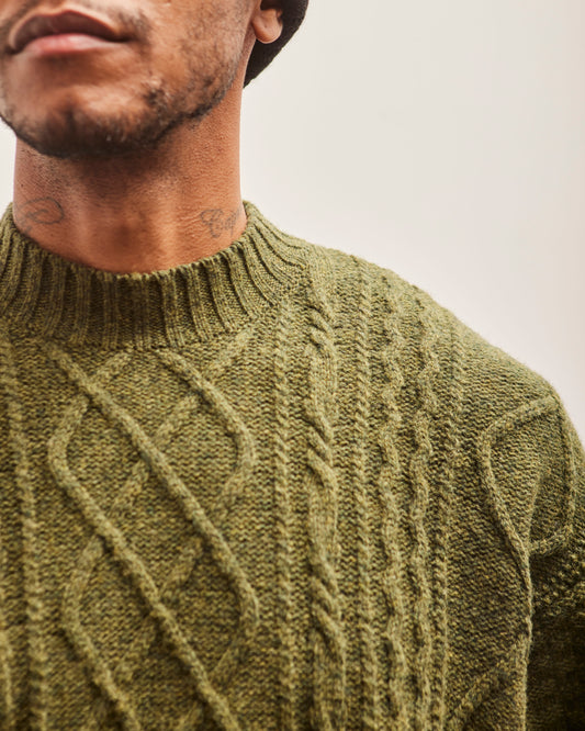 Kapital 5G Wool Cable Knit Elbow CATPITAL Sweater, Khaki