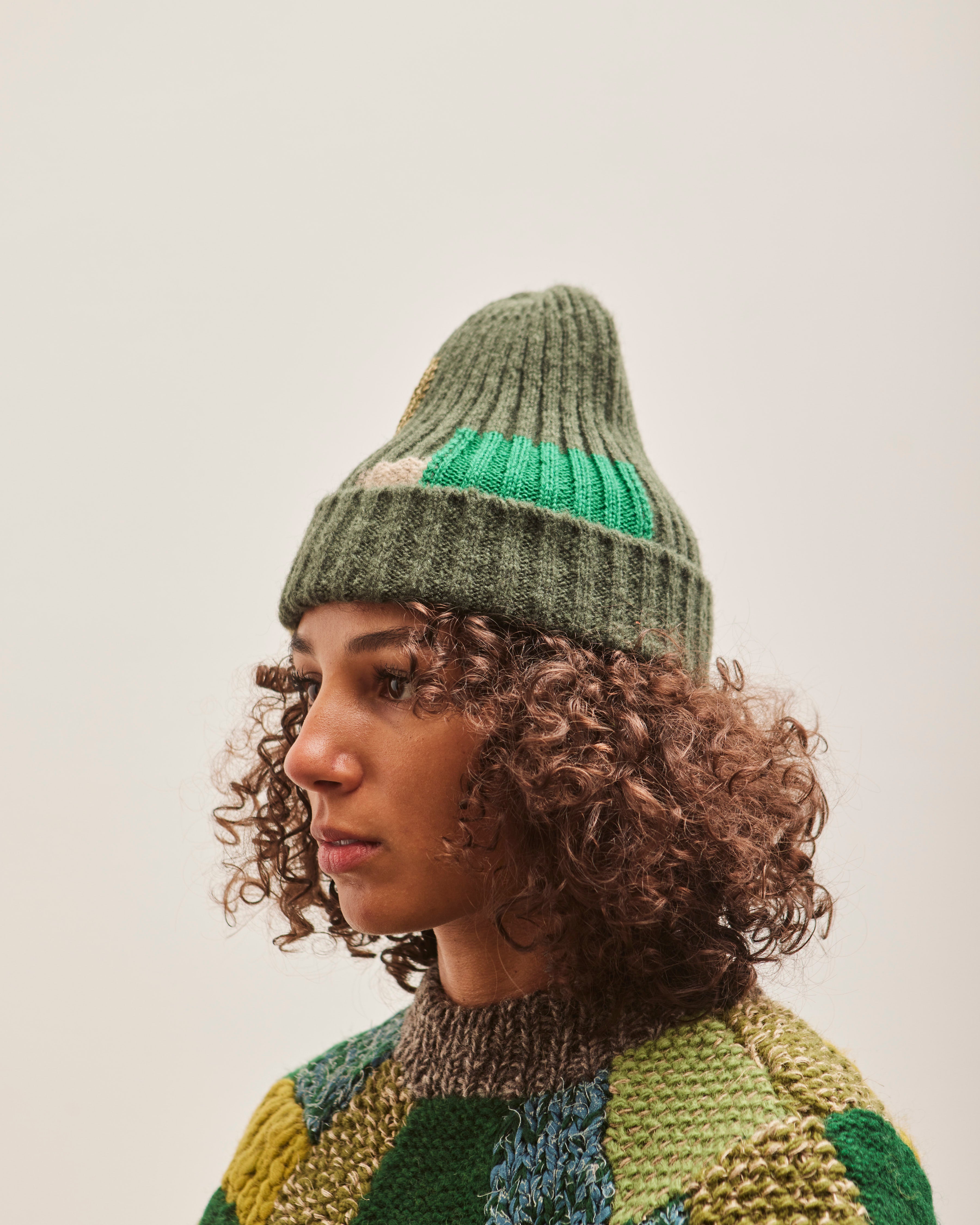 Kapital 5G Wool TUGIHAGI Knit Cap, Khaki – Glasswing