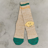 Kapital 60 Yarns Grandrelle Ivy Smiley Socks, Beige