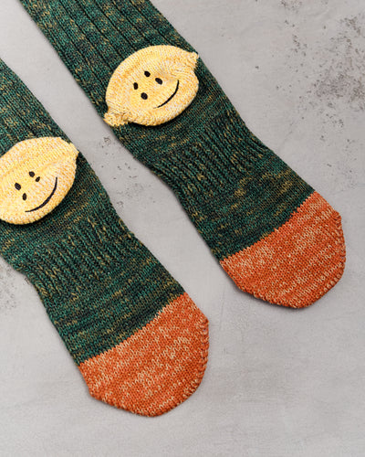 Kapital 60 Yarns Grandrelle Ivy Smiley Socks, Green