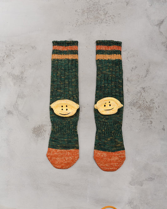 Kapital 60 Yarns Grandrelle Ivy Smiley Socks, Green