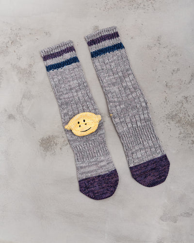 Kapital 60 Yarns Grandrelle Ivy Smiley Socks, Grey