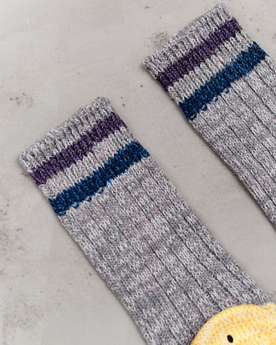 Kapital 60 Yarns Grandrelle Ivy Smiley Socks, Grey