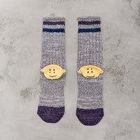 Kapital 60 Yarns Grandrelle Ivy Smiley Socks, Grey