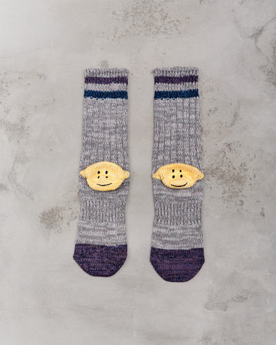 Kapital 60 Yarns Grandrelle Ivy Smiley Socks, Grey