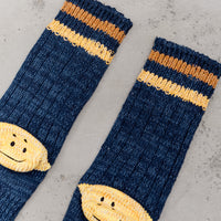 Kapital 60 Yarns Grandrelle Ivy Smiley Socks, Navy