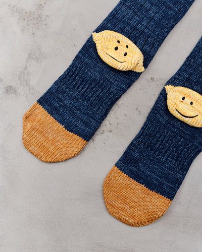Kapital 60 Yarns Grandrelle Ivy Smiley Socks, Navy