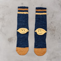 Kapital 60 Yarns Grandrelle Ivy Smiley Socks, Navy