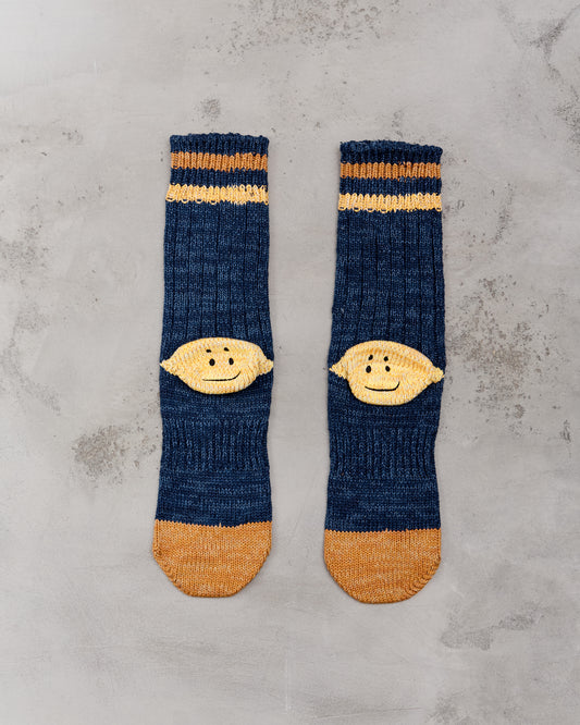 Kapital 60 Yarns Grandrelle Ivy Smiley Socks, Navy