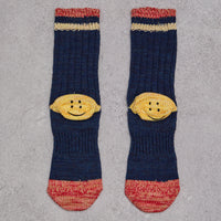 Kapital 60 Yarns Grandrelle Ivy Smiley Socks, Navy