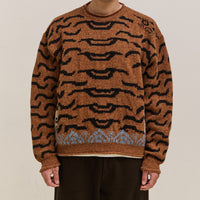 Kapital 7G Wool Nepal Tiger Crew Knit Sweater Unisex, Orange